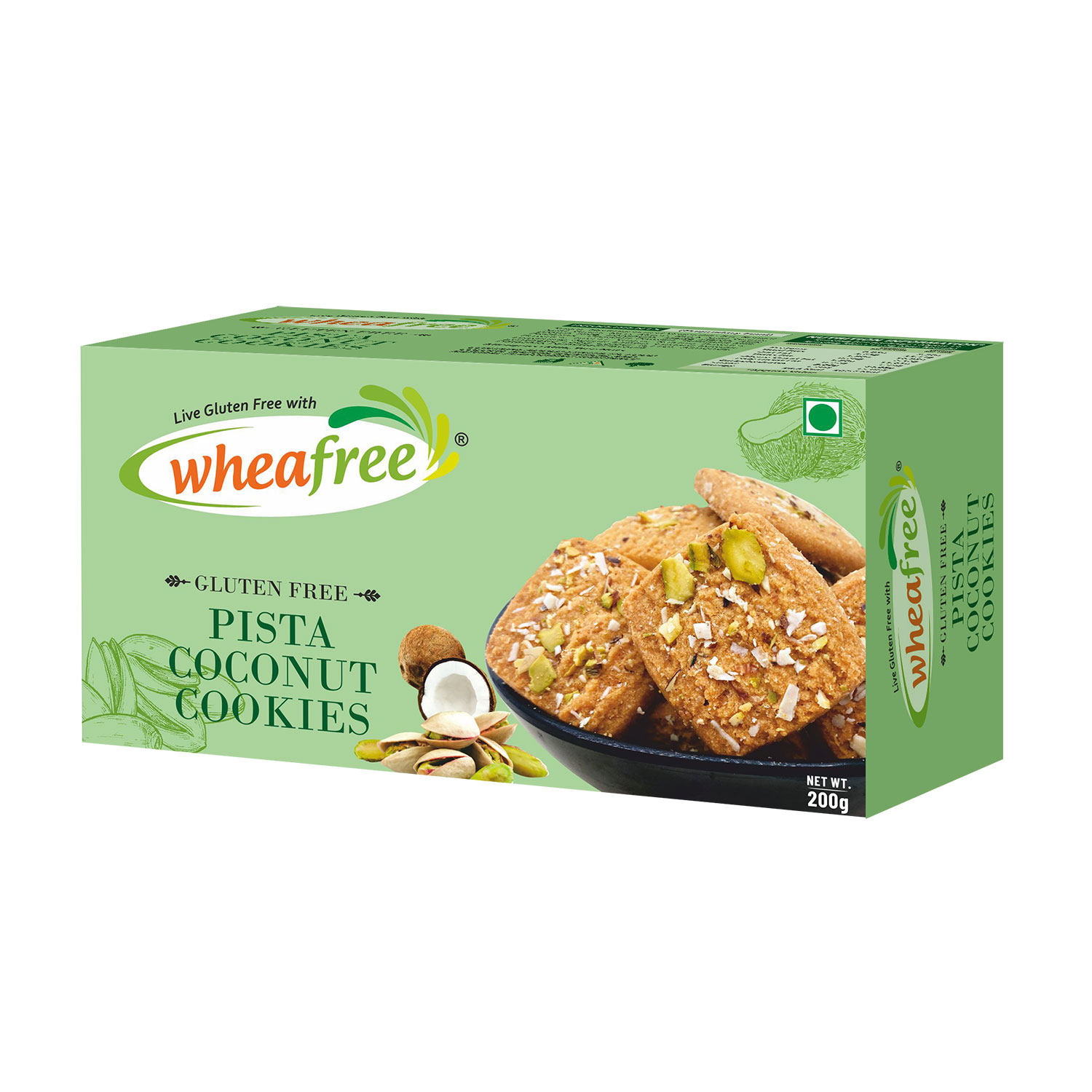 Wheafree Gluten Free Pista Coconut Cookies 200g, Pista Coconut Cookies, Gluten Free Pista Coconut Cookies, Wheafree Cookies, Wheafree Biscuits, Pista Cookies, Coconut Cookies, Biscuits, Sweet Cookies, Sweet Biscuits, Coconut Pista Cookies