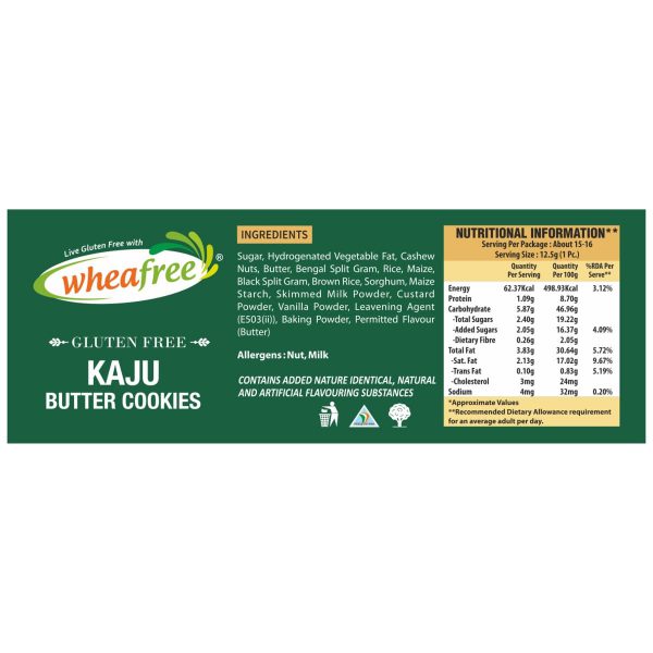 Wheafree Gluten free Kaju Butter Cookies - Ingredients