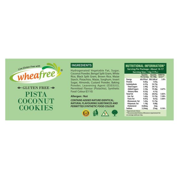 Wheafree Gluten free Pista Coconut Cookies