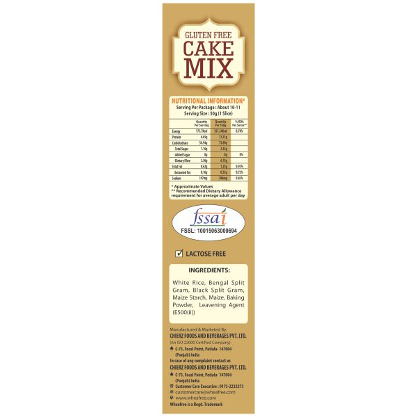 Wheafree Gluten Free Cake Mix - Ingredients