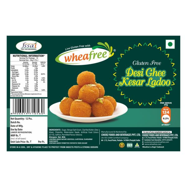 Wheafree Gluten Free Desi Ghee Kesar ladoo