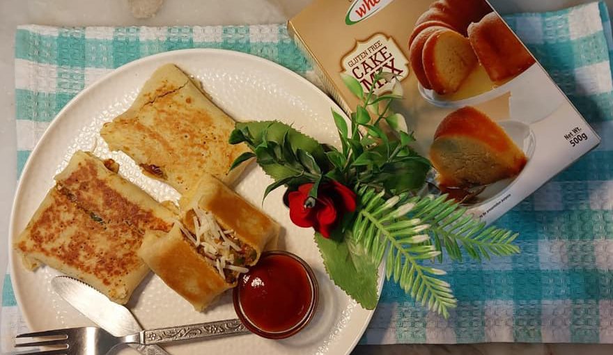 Veg Cheesy Crepes using Wheafree Cake Mix