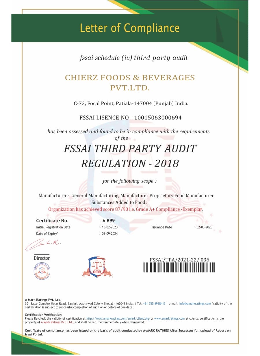 FSSAI 3rd Party Audit Certificate