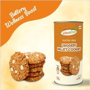 Wheafree Gluten free Jaggery Millet Cookies - Buttery Wellness Boost